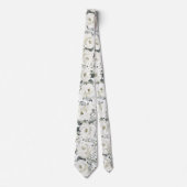 シルバーホワイトフローラ結婚グリーンのネックタイ ネクタイ (正面)