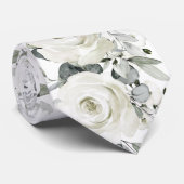 シルバーホワイトフローラ結婚グリーンのネックタイ ネクタイ (ロール)
