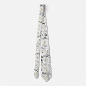 シルバーホワイトフローラ結婚グリーンのネックタイ ネクタイ (裏面)