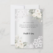 シルバーホワイトフローラ結婚レースサンキューカード サンキューカード (裏面)