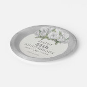 シルバーホワイトフローラ結婚25周年 ペーパープレート (アングル)