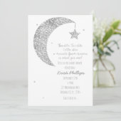 シルバーホワイトムーン&スターズベビーシャワー招待状 招待状 (スタンド正面)