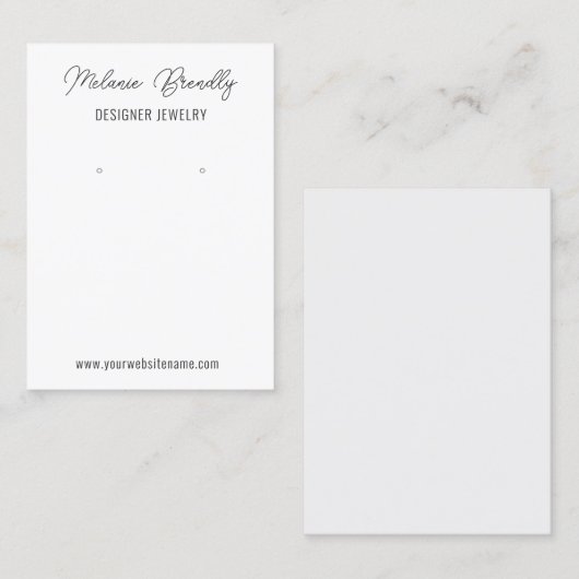 シルバーホワイトモダンシックジュエリーイヤリングディスプレイ 名刺 (正面/裏面)