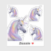 シルバーホワイトユニコーンとパステルレインボマネ シール (シート)