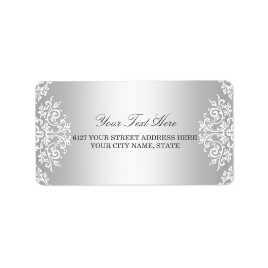 シルバーホワイトヴィンテージグラマー住所 シール (正面)