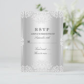シルバーホワイトヴィンテージグラマーRSVP 出欠カード (スタンド正面)