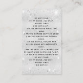 シルバーホワイト写真十字葬式祈りの言葉カード 名刺 (裏面)