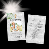 シルバーホワイト写真十字葬式祈りの言葉カード 名刺