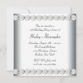 シルバーホワイト写真甘い16誕生日パーティー 招待状 (裏面)