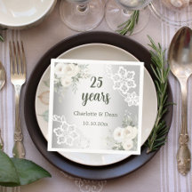 シルバーホワイト花模様結婚25周年