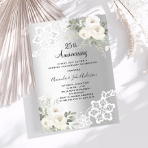 シルバーホワイト花模様結婚25周年