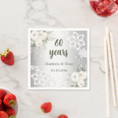 シルバーホワイト花模様結婚60周年 スタンダードカクテルナプキン (インサイチュ)