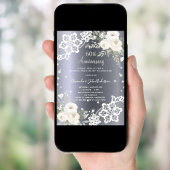 シルバーホワイト花模様結婚60周年 招待状