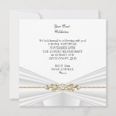 シルバーホワイト金ゴールドエレガントバースデーパーティー 招待状 (裏面)