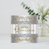 シルバーホワイト金ゴールドキンセアニェラバースデーパーティー 招待状 (スタンド正面)