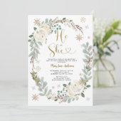 シルバーホワイト金ゴールドクリスマスジェンダーの発表 招待状 (スタンド正面)