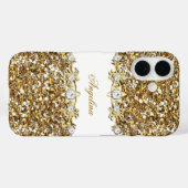 シルバーホワイト金ゴールドフェイクダイヤモンドジュエルグリッター Case-Mate iPhoneケース (裏面 (横))