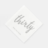 シルバーホワイト30バースデーパーティーグリッター"30歳" スタンダードランチョンナプキン (角)