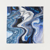 シルバーホワイト、深い海の大理石のテクスチャ。 タペストリー (正面(横))