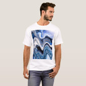 シルバーホワイト、深い海の大理石のテクスチャ。 Tシャツ (正面フル)