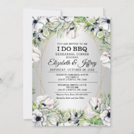 シルバーホワイトAnemone I do BBQリハーサルDinner Inv 招待状