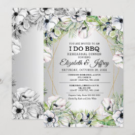 シルバーホワイトAnemone I do BBQリハーサルDinner Inv 招待状