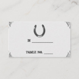 シルバーホースシュー結婚オン・ホワイト座席表 プレイスカード