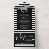 シルバーホースストライプ白黒結婚ズ オールインワン招待状 (内側)