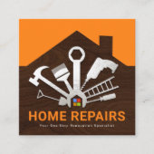 シルバーホーム修復ツール建物シルエット スクエア名刺 (正面)