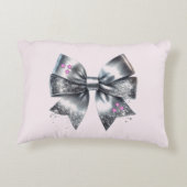 シルバーボウフェイクグリッターパーソナライズされた アクセントクッション (裏面)