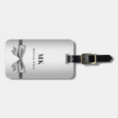 シルバーボウモノグラムイニシャル エレガント ラゲッジタグ (正面横)