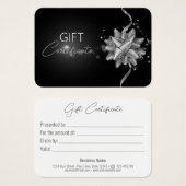 シルバーボウ古典的な明るい黒エレガントいギフトカード (正面&裏面)