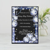 シルバーボーズスノーフレークスクリスマスパーティー招待状 招待状 (スタンド正面)