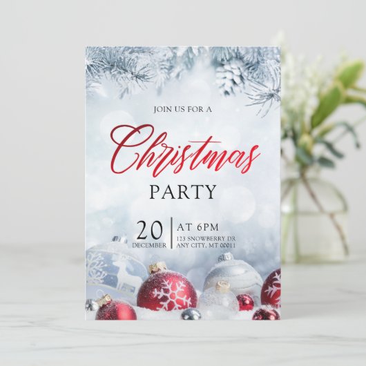 シルバーボーズスノーフレークスクリスマスホリデーパーティー 招待状 (スタンド正面)