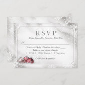 シルバーボーズスノーフレークスクリスマスホリデーRSVP 出欠カード (正面/裏面)