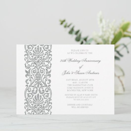 シルバーボーダー 25周年結婚記念日パーティー 招待状 (スタンド正面)