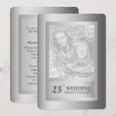 シルバーボーダー 25周年結婚記念日 招待状 (正面/裏面)