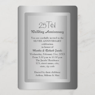 シルバーボーダー 25周年結婚記念日 招待状