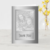 シルバーボーダー 25周年 結婚記念日 カード (黄色い花)