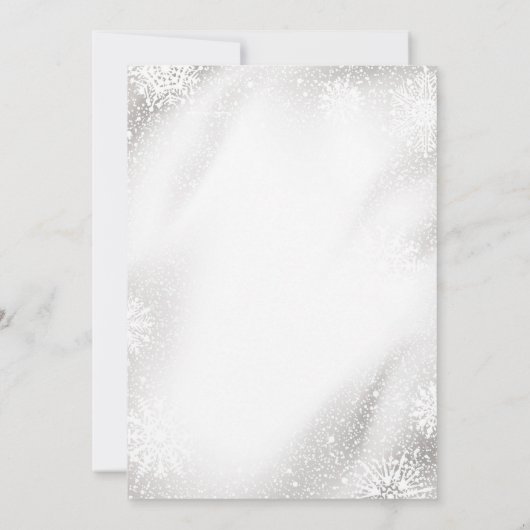 シルバーボーブルススノーフレーク新年のディナーパーティー 招待状 (裏面)
