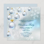 シルバーボーブル&スノーフレークスクリスマスパーティー 招待状 (正面/裏面)