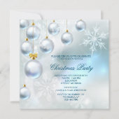 シルバーボーブル&スノーフレークスクリスマスパーティー 招待状 (正面)