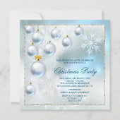 シルバーボーブル&スノーフレークスクリスマスパーティー 招待状 (正面)