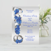 シルバーボーブル&ブルーポインセティシアクリスマスパーティー 招待状 (スタンド正面)