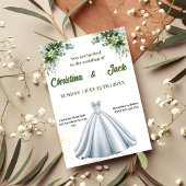 シルバーボールガウン – セージボタニカルデザイン結婚ズ 招待状