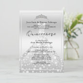 シルバーボールガウン&ティアラキンセニェラ誕生日 招待状 (スタンド正面)