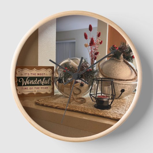 シルバーボールクリスマスウォールクロック 壁時計 (正面)