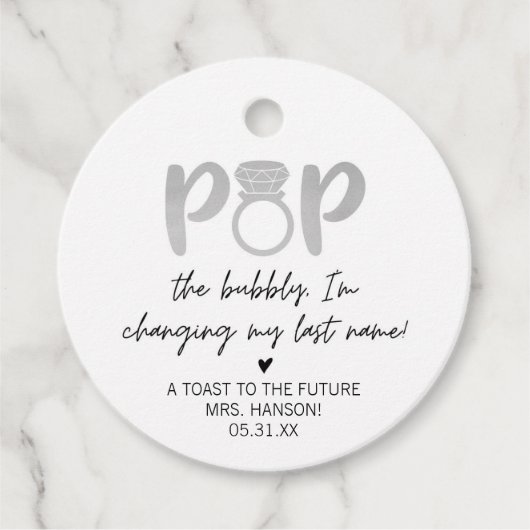 シルバーポップ・アートのリングや輪ザバブリーメッセージカード フェイバータグ (正面)