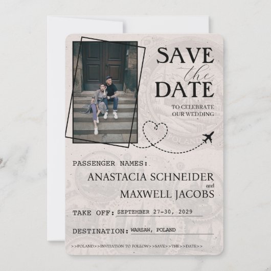 シルバーポーランドのパスポート日付の保存 セーブザデート (裏面)