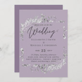 シルバーマウブパープルボタニカルリーフ結婚の予算 (正面/裏面)